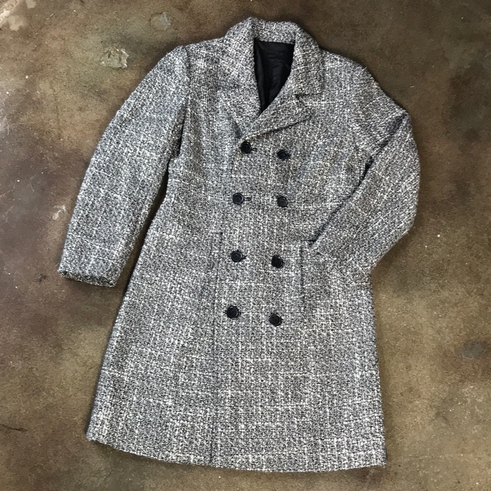 Black and White Wool Peacoat